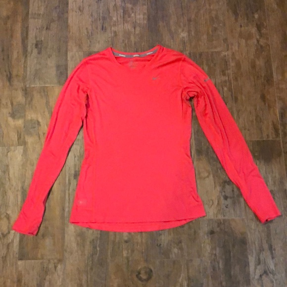 nike running miler long sleeve top pink